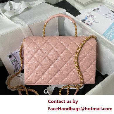 Chanel Grained Calfskin & Gold-Tone Metal Small Flap Bag with Top Handle AS4008 Pink 2025